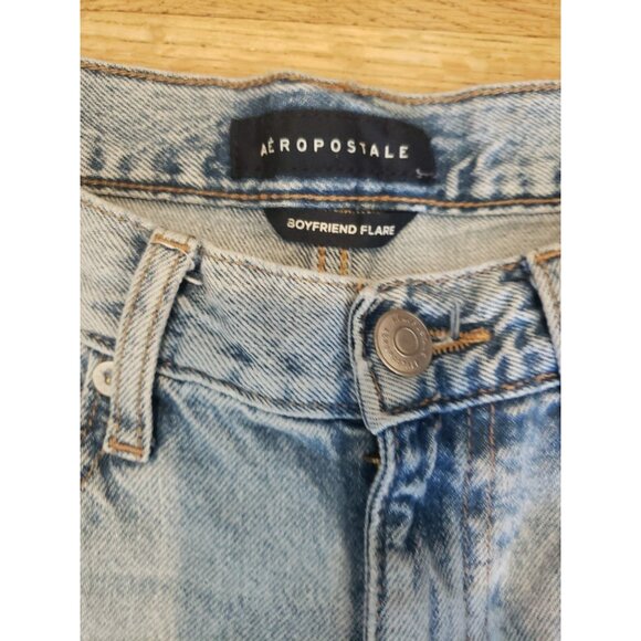 AEROPOSTALE Boyfriend Flare Jeans Distressed Rip Torn Denim Sz 2 32x32 - Picture 7 of 11